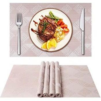 ASYOUWISH Washable Kitchen Table Covers, 6‑Pack PVC Woven Design