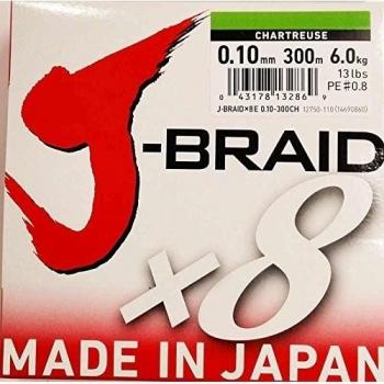 Fil de pêche tressé Daiwa J-Braid 8 0,10mm 6kg-13lbs 300m chartreuse