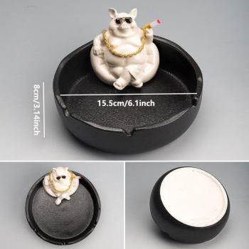 Ceramic Ashtray with Cartoon Pig