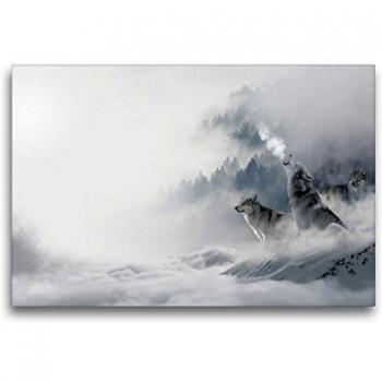 75 x 50 cm Wolf Howling Kunstleinen – Comfreak & CALVENDO Premium