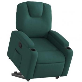 Chaise de Relaxation Inclinable avec Assistance au Levage, Tissu Vert Foncé, pour Salon ou Salle de Séjour