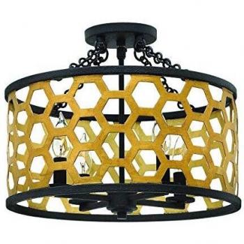 Felix 4 Light Semi Flush Ceiling Light Gold, E14
