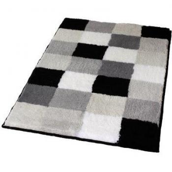 Kleine Wolke Badematte Caro, modernes Karo-Muster, Schwarz