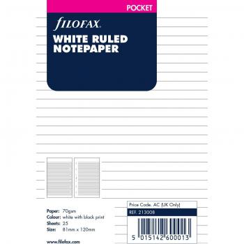 White Pocket Filofax Note Pad – Ruled