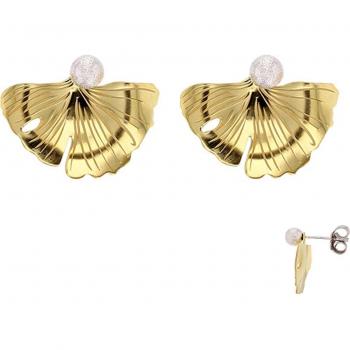 Boucles d'oreilles 'Ginkgo Biloba' en argent doré