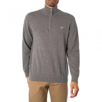 Gant Maglione Uomo Grigio Classico Mezza Zip XL