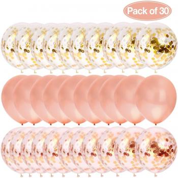 EKKONG 12 Zoll/30 cm Roségoldene Konfetti-Ballons aus Premium-Latex