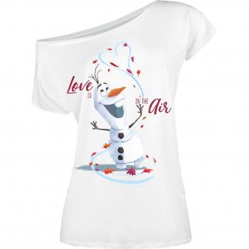 Tee-shirt court femme Disney La Reine des Neiges Love Is In The Air blanc S à XL