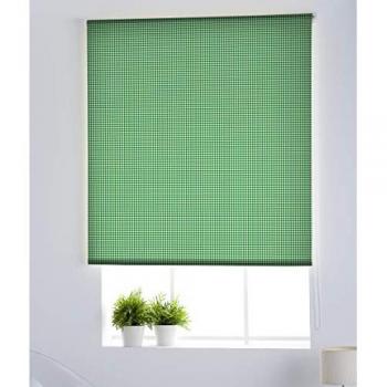 Estor Enrollable Vichy-1 Verde para Cocina | 130 x 255 cm | Estor Translúcido con Fácil Instalación