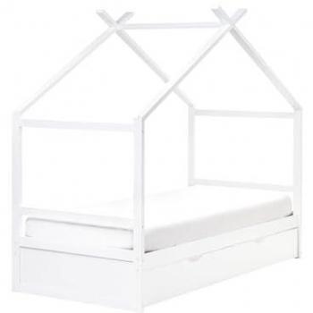 Belianni Pine Kids’ House Bed – 3 ft Single, Slatted Design & Storage Drawer (White)