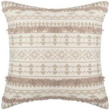 Housse de coussin Ethnik Tuf en lin 40 cm x 40 cm beige tufté