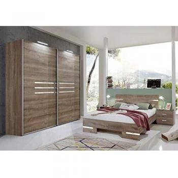 Chambre adulte en panneaux de particules chêne châtaigne 180 x 200 cm