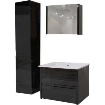 Schwarzer Hochglanz Badezimmerset XL MCW-B19 – Waschtisch & Spiegelschrank
