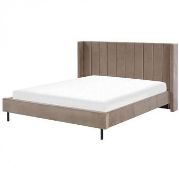 Ehebett Glamour – 180 × 200 cm Polsterbett in Taupe mit integrierter Lattenbox