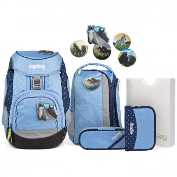 ERGOBAG Sky Ride Bear Rucksack für Kinder 35 cm, 20 Liter, Blau mit Punkten