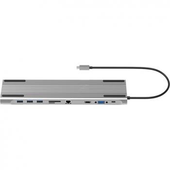 Adaptador USB-C 10 en 1 4K con HDMI, RJ45, VGA y Lector de Tarjetas para Macbook