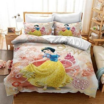 Ensemble de lit Disney Princesse avec housse de couette et taie d'oreiller en microfibre