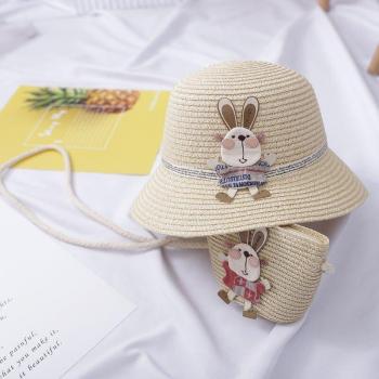 2Pcs Girls UV Block Straw Hat Set
