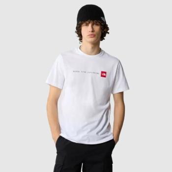 T‑Shirt The North Face « Never Stop Exploring » Manche Courte Blanc Pur Logo Rouge – Taille XXL (couleur éclatante)
