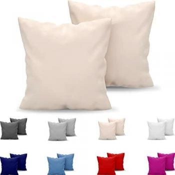 Dreamzie Taie Oreiller 80x80 Lot de 2 Microfibre Beige