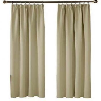 Deconovo Super Soft Thermal Insulated Blackout Curtains 46 x 54 Beige Two Panels