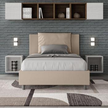 Cama Antea 120x200 Gris Acolchada con Cuero Sintético Paloma