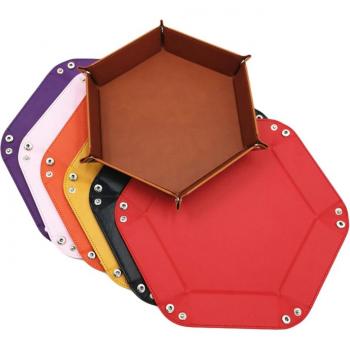 Support de dés pliant en cuir PU violet pour jeux de rôle