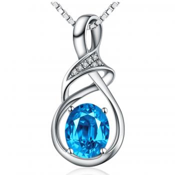 Bijou Femme : Collier Topaze Bleue Suisse en Argent Sterling