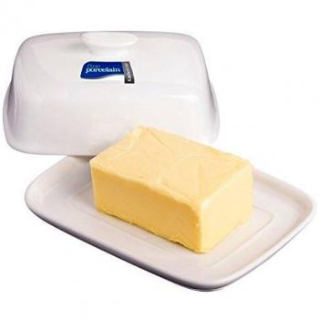 Covered Butter Dish in White