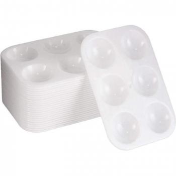 24-Pack White Rectangular 6-Well Plastic Paint Palettes