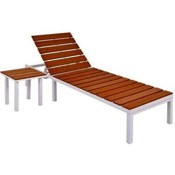 Lettino da Giardino con Tavolo in Alluminio e WPC