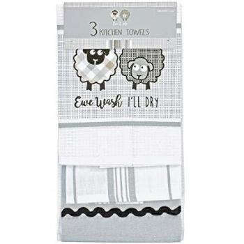 Ewe & Me Kitchen Towel Trio, Embroidered Wool