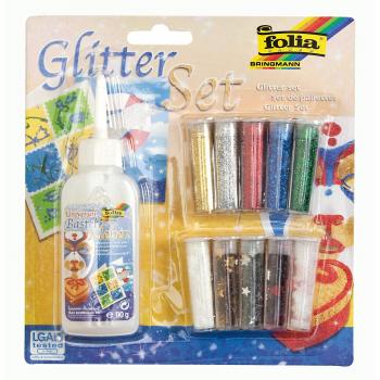 Folia 10 Tins Glitter with Adhesive