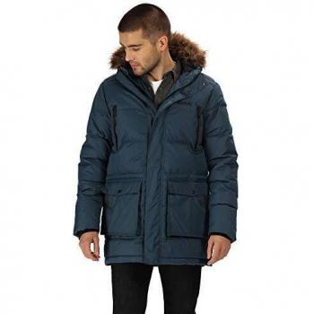 Regatta Angaros II Herren Parka, atmungsaktiv, wasserabweisend, Daunenfüllung, Kunstfell, Kapuze, gesteppt S Blau