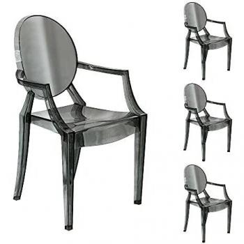 Poltrone da Pranzo Elizabet Grigio Trasparente Set 4