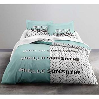 Parure de Couette 240x260, 2 Taies d’Oreiller, Coton 57 Fils