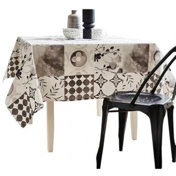 Nappe Estampée en Coton Gris