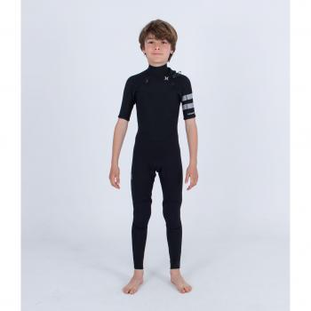 Hurley Kids 2/2mm Black Chest Zip Short Sleeve Wetsuit