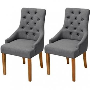 VidaXL Sillas de comedor giratorias 2 unidades tela gris claro