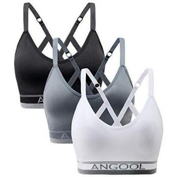 Angool Sports Bra for Women with Padded Support