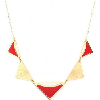 Collar de Diseño Boho Rojo y Dorado