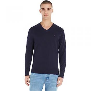Tommy Hilfiger Maglione Blu Deserto Scollo a V Uomo 1985 XL