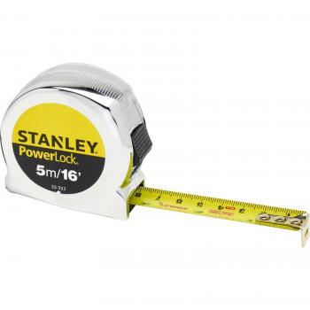 Bandera de cinta Stanley Pocket PowerLock 5 m (16 ft) en amarillo/negro – Modelo clásico