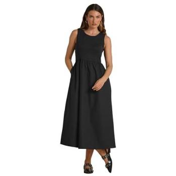 Black Long Sleeve Jersey Midi Dress