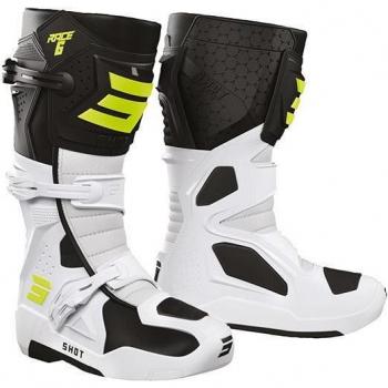 Bottes Shot Race Gear 6 Noir-Blanc-Jaune