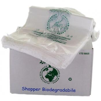 Sacchetti di Plastica Alternativa Biodegradabile e Compostabile, 1000 PZ, Dimensioni 23x40 con Manico