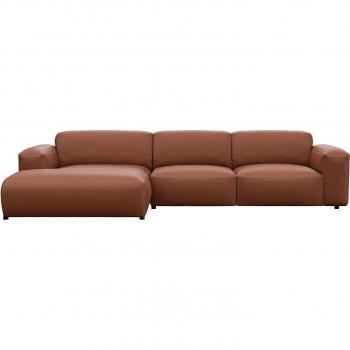 FLEXLUX Ecksofa „Lucera“ – L‑Sofa mit Kaltschaum und Stahl-Wellenunterfederung, Braun (Old Chestnut)