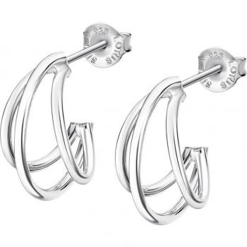 2 cm White Lotus Silver Hoop Earrings – 925 Sterling