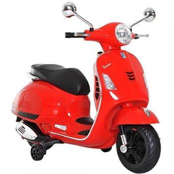 Véhicule électrique enfant 6 V dim. 102L x 51l x 76H cm musique MP3 port USB klaxon phare feu AR rouge Vespa