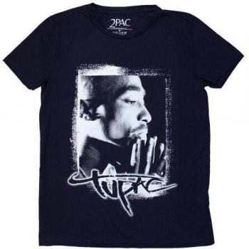 Women's XL Navy Tupac Shakur Spray Graphic Tee